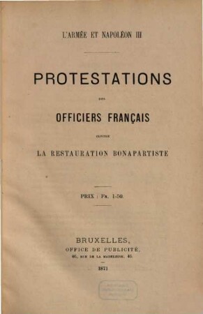 Protestations des officiers français contre la restauration bonapartiste