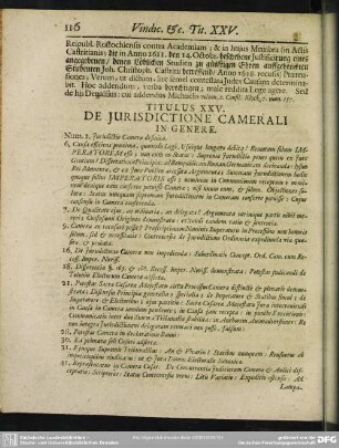 Titulus XXV. De Iurisdictione Camerali In Genere
