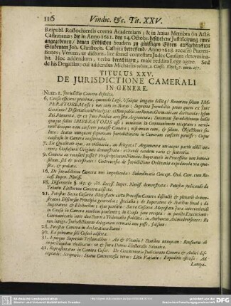 Titulus XXV. De Iurisdictione Camerali In Genere