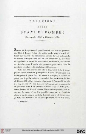 10: Relazione degli scavi di Pompei da Aprile 1833 a Febbraio 1834
