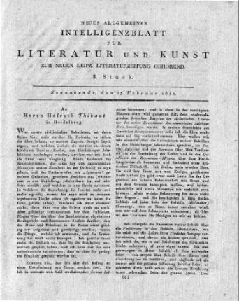An Herrn Hofrath Thibaut in Heidelberg.