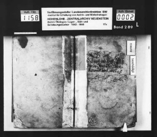 Lager- und Gültbuch über die Steinbacher Ebene, renoviert durch Johann Christoph Anns, Amtskeller zu Künzelsau.