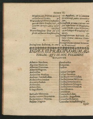 Index III. Praecipuorum Autorum