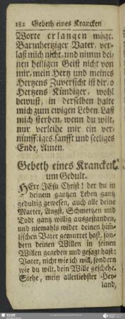 Gebeth eines Krancken um Gedult