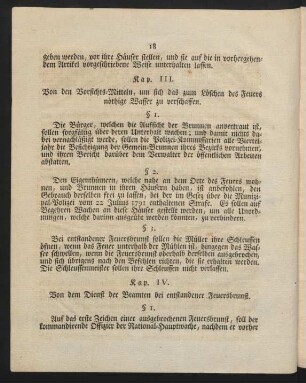 Kap. IV. Von dem Dienst der Beamten bei entstandener Feuersbrunst.