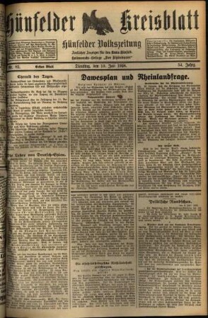Erste Ausgabe vom Dienstag, den 10. Juli 1928.