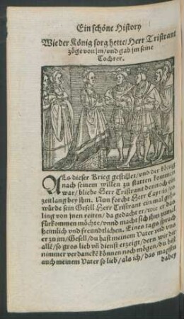 Wie der König sorg hette/ Herr Tristrant zöge von im/ und gab im seine Tochter.