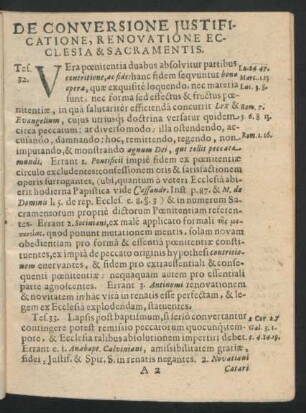 De Conversione Iustificatione, Renovatione Ecclesia & Sacramentis.