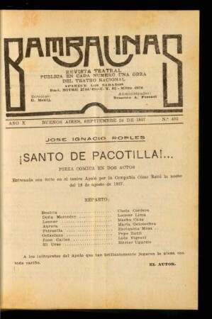 ¡Santo de pacotilla!... : pieza cómica en dos actos