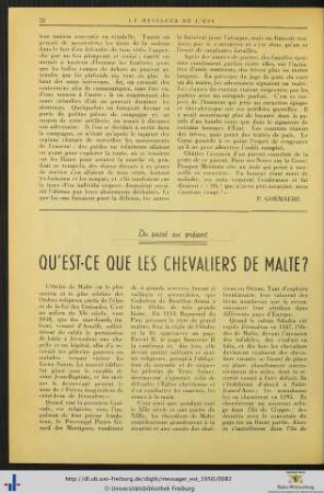 Qu'est-ce que les Chevaliers de Malte?