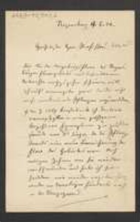 Brief von Hugo von Walderdorff an Franz Vollmann