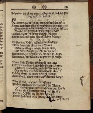 Folgendes Lied ist bey dieser Leichbegräbniß nach der Predigt musiciret worden.