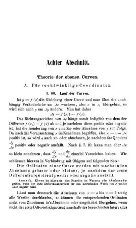 Achter Abschnitt. Theorie der ebenen Curven.