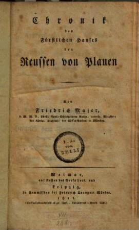 Chronik des fürstlichen Hauses der Reussen von Plauen