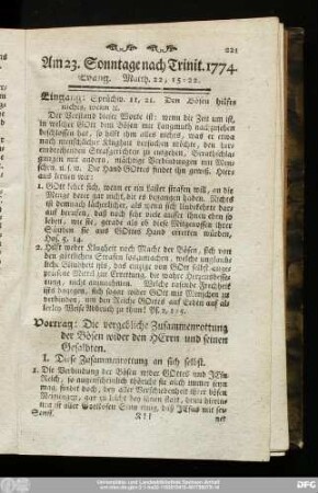 Am 23. Sonntage nach Trinit. 1774. Evang. Matth. 22, 15 - 22.