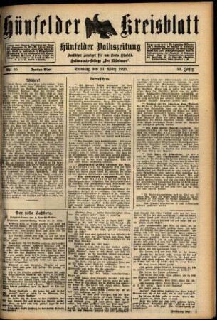 Zweite Ausgabe vom Samstag, den 21. März 1925.