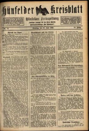 Ausgabe vom Dienstag, den 23. Juni 1925.