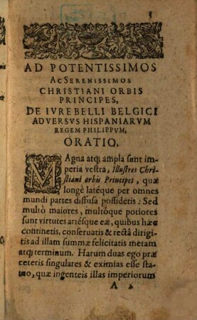 De iure Belli Belgici ... Oratio