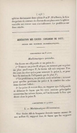 Agrégation des lycées (concours de 1877).