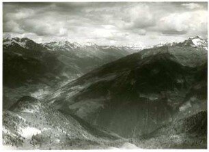 Alpen, Südtirol, Taufers, Zillertaler Alpen, Blick vom Speikboden (Sonklarhütte) nach Nordosten auf den Zillertaler Hauptkamm über das Ahrntal