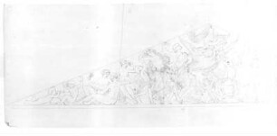 Nordgiebel des Berliner Opernhauses "Die Musik zwischen Ballett und Oper" : Nordgiebel des Berliner Opernhauses "Die Musik zwischen Ballett und Oper". Erster Entwurf. Linkes Giebelfeld. Bleistift auf Transparentpapier; 25,5 x 85 cm (1843.11; E. Rietschel). Privatbesitz