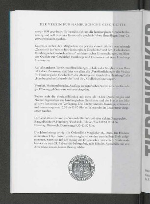 Der Verein für Hamburgische Geschichte