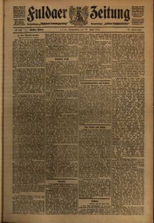 Erste Ausgabe vom Donnerstag, den 30. Juni 1910.
