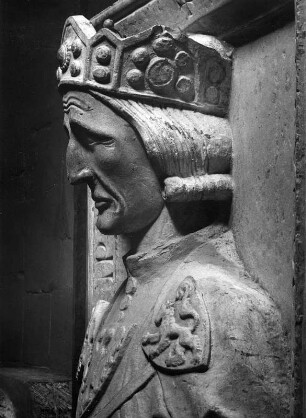 Grabplatte König Rudolfs von Habsburg : Grabplatte König Rudolfs von Habsburg. Stein (um 1290). Bruststück. Speyer, Dom Sankt Maria und Stephan, Vorkrypta