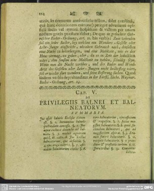 Cap. V. De Privilegiis Balnei Et Balneatorum