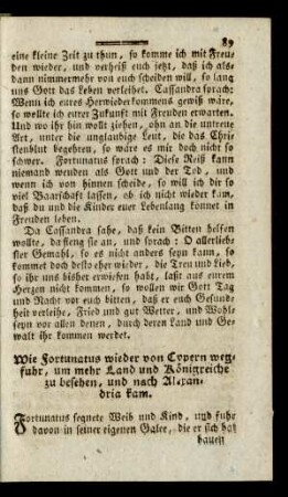 Wie Fortunatus wieder von Cypern wegfuhr ... und nach Alexandria kam.