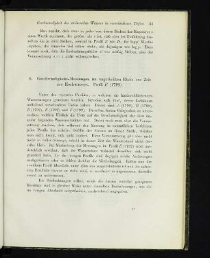 6. Geschwindigkeits-Messungen im ungetheilten Rhein zur Zeit des Hochwassers. Profil E (1792).