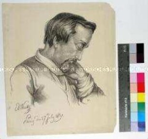 Nachstich eines Porträts des ruhenden Schriftstellers Heinrich Heine nach einer Zeichnung von Ernst Kietz (1851)
