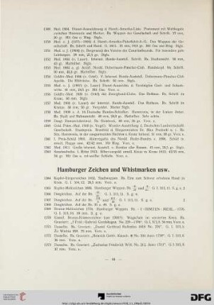 Hamburger Zeichen und Whistmarken usw. (Nr. 1364-1379)