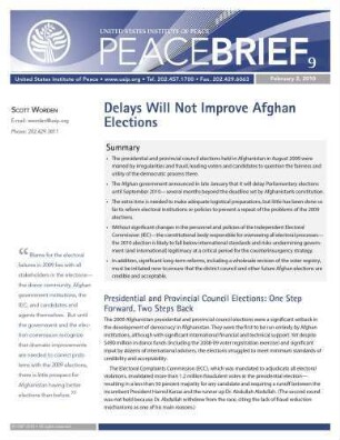 Delays will not improve Afghan elections