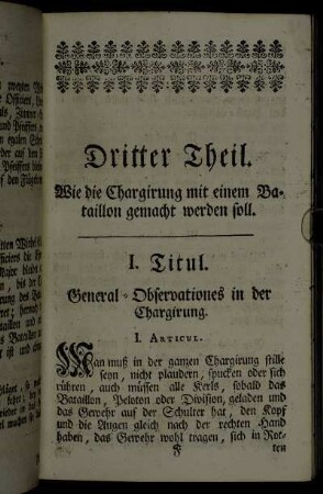 I. Titul. General-Obeservationes in der Chargirung.