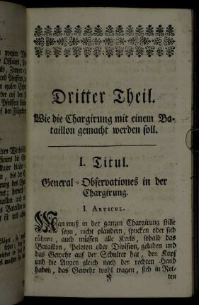 I. Titul. General-Obeservationes in der Chargirung.