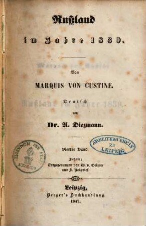 Rußland im Jahre 1839, Vierter Band