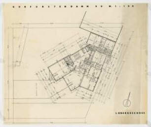 Wohnhaus Kurfürstendamm 90, Berlin-Halensee: Grundriss 1. Obergeschoss 1:100