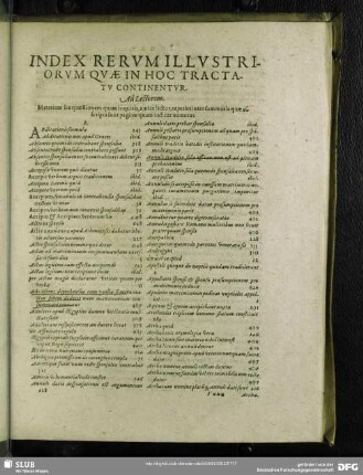 Index Rerum Illustriorum Quae In Hoc Tractatu Continentur