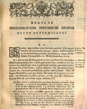 Regulae probabilitatis historicae gradus recte determinandi
