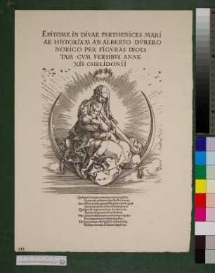 Nachdruck von Albrecht Dürers Madonna auf der Mondsichel (Titelblatt des Marienlebens von 1510)