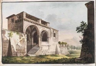 Landhaus bei Rom - 'von meiner l. Cousine Emilie v.Hartmann' Aquarell