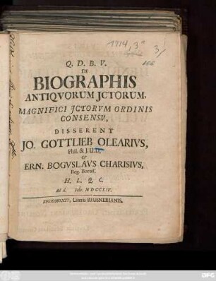 De Biographis Antiqvorum Jctorum