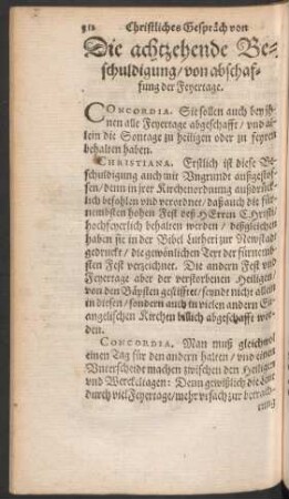 Die achtzehende Beschuldigung/ von abschaffung der Feyertage.