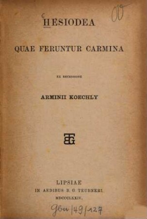 Hesiodea quae feruntur carmina
