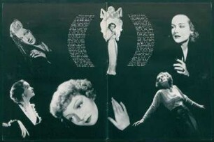 [Fotografías de Grace Bradley, Gladys Swarthout, Carole Lombard, Gail Patrick, Claudette Colbert, Bette Davies]