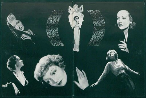 [Fotografías de Grace Bradley, Gladys Swarthout, Carole Lombard, Gail Patrick, Claudette Colbert, Bette Davies]