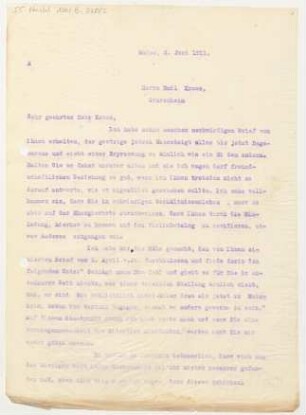 Brief an Emil Kross : 02.06.1911
