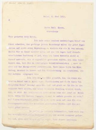 Brief an Emil Kross : 02.06.1911