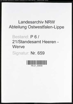 Sterberegister Standesamt Heeren-Werve